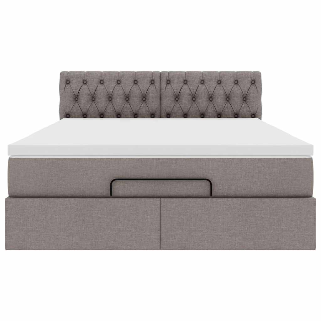 Ottomanische Bett mit Matratze & LEDs Taupe 140x190 cm Stoff