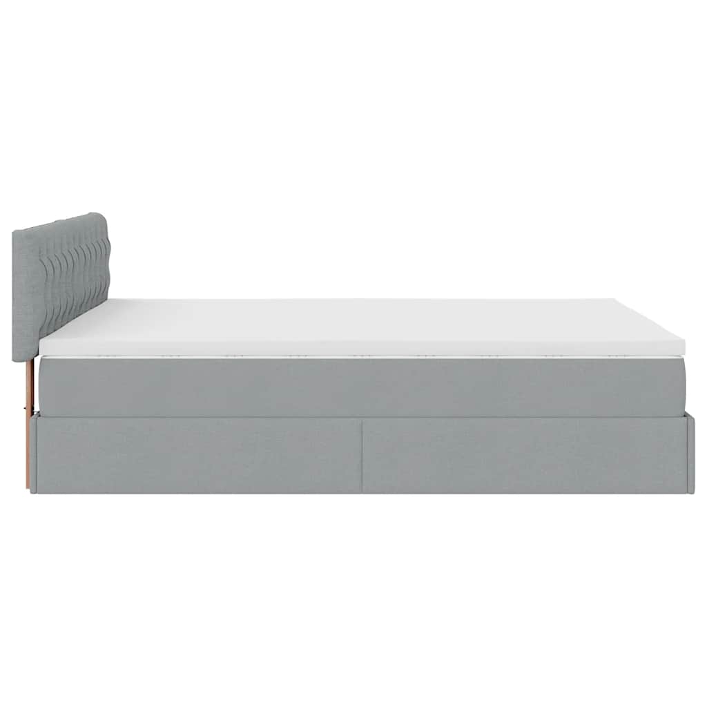 Ottoman-Bett mit Matratze & LEDs Hellgrau 140x200 cm Stoff