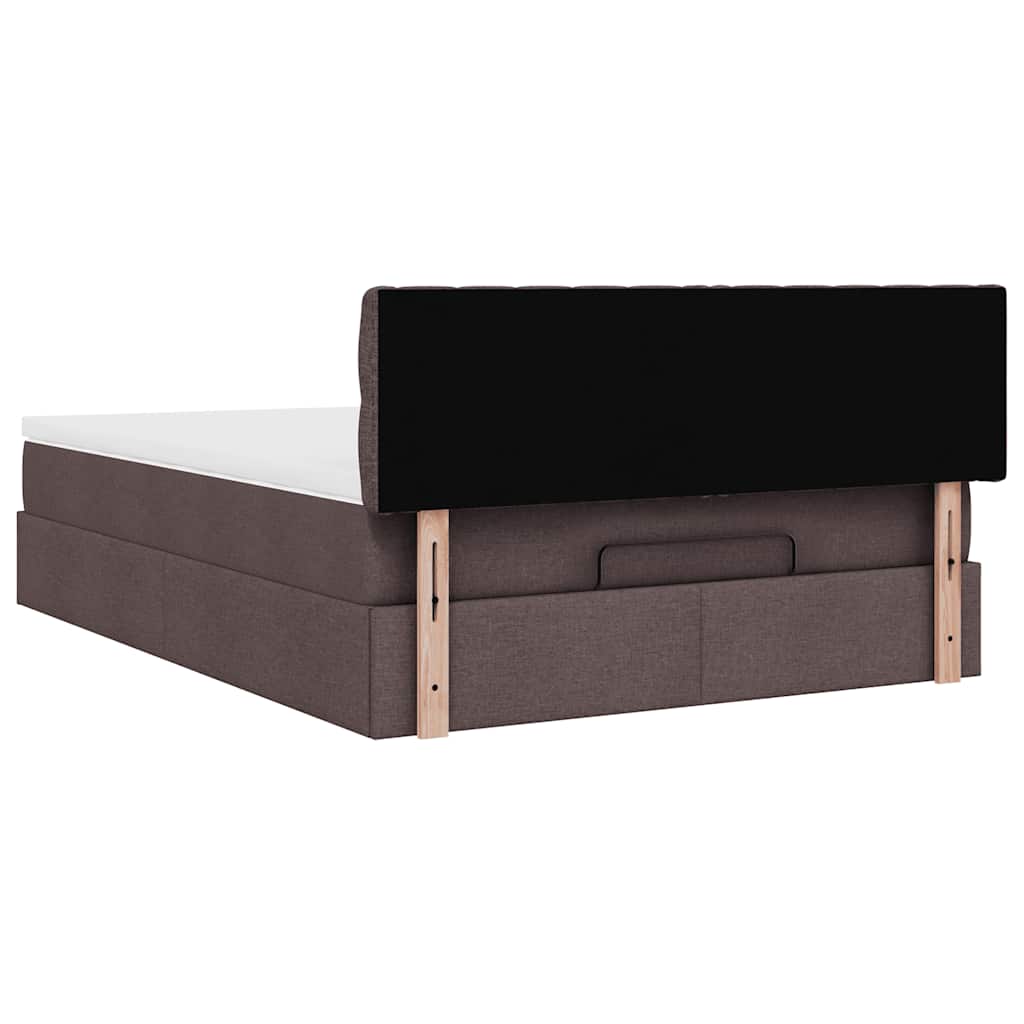 Ottoman-Bett mit Matratze & LEDs Dunkelbraun 140x200 cm Stoff