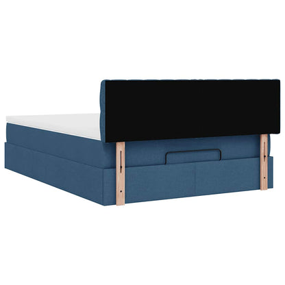 Ottoman-Bett mit Matratze & LEDs Blau 140x200 cm Stoff