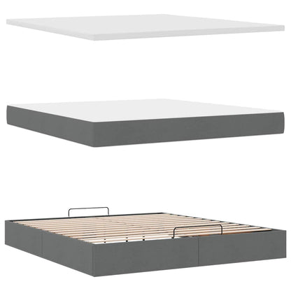 Ottoman-Bett mit Matratze & LEDs Dunkelgrau 160x200 cm Stoff