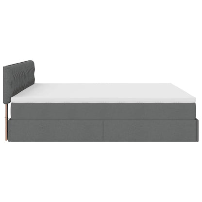 Ottoman-Bett mit Matratze & LEDs Dunkelgrau 160x200 cm Stoff