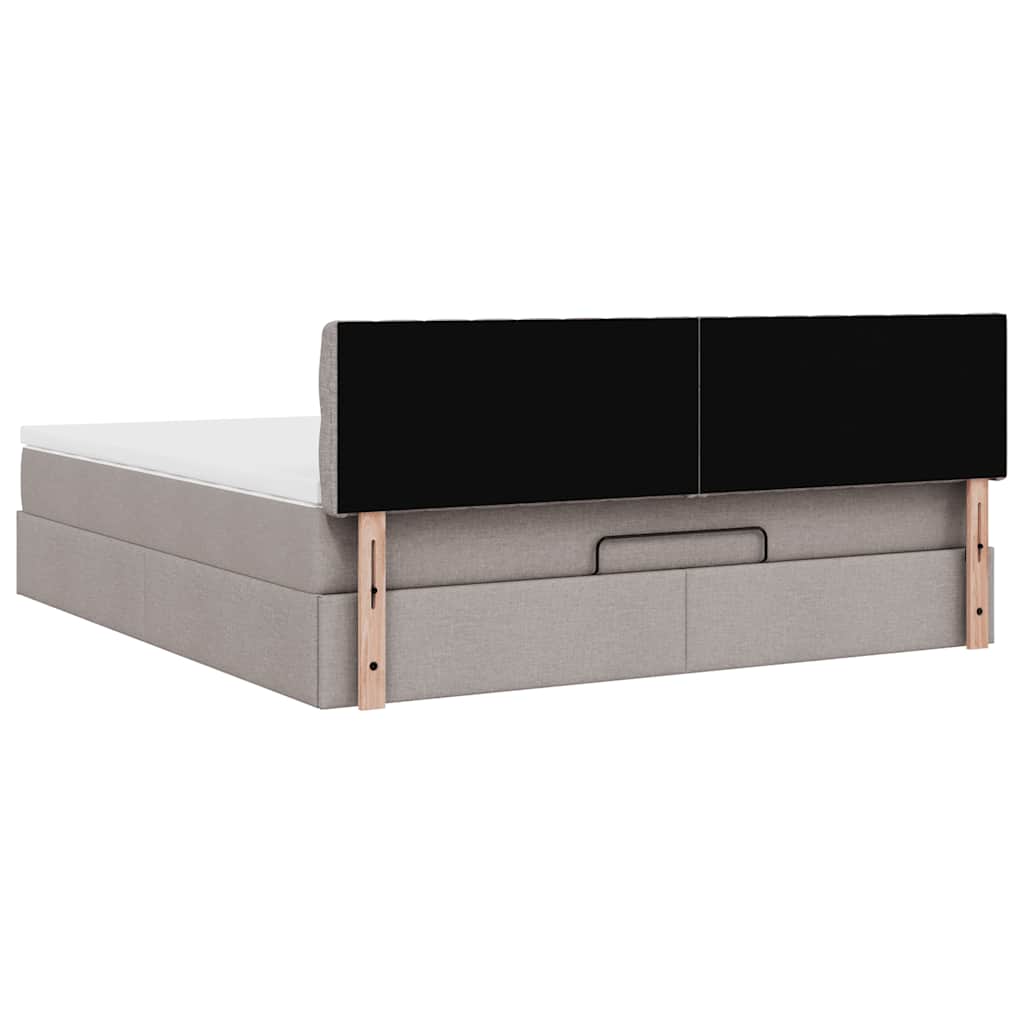 Ottoman-Bett mit Matratze & LEDs Taupe 160x200 cm Stoff