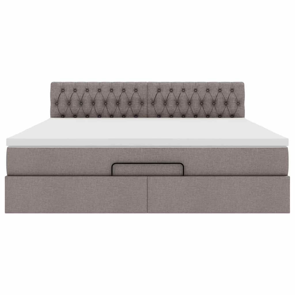 Ottoman-Bett mit Matratze & LEDs Taupe 160x200 cm Stoff