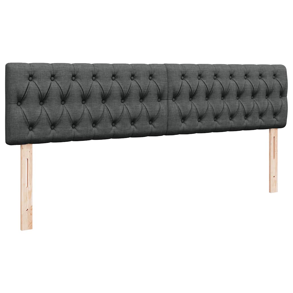 Lit ottoman avec matelas et LED tissu gris foncé 180x200 cm