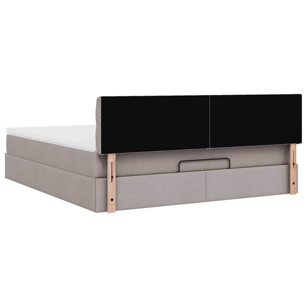 Ottomane Bett mit Matratze & LEDs Taupe 180x200 cm Stoff