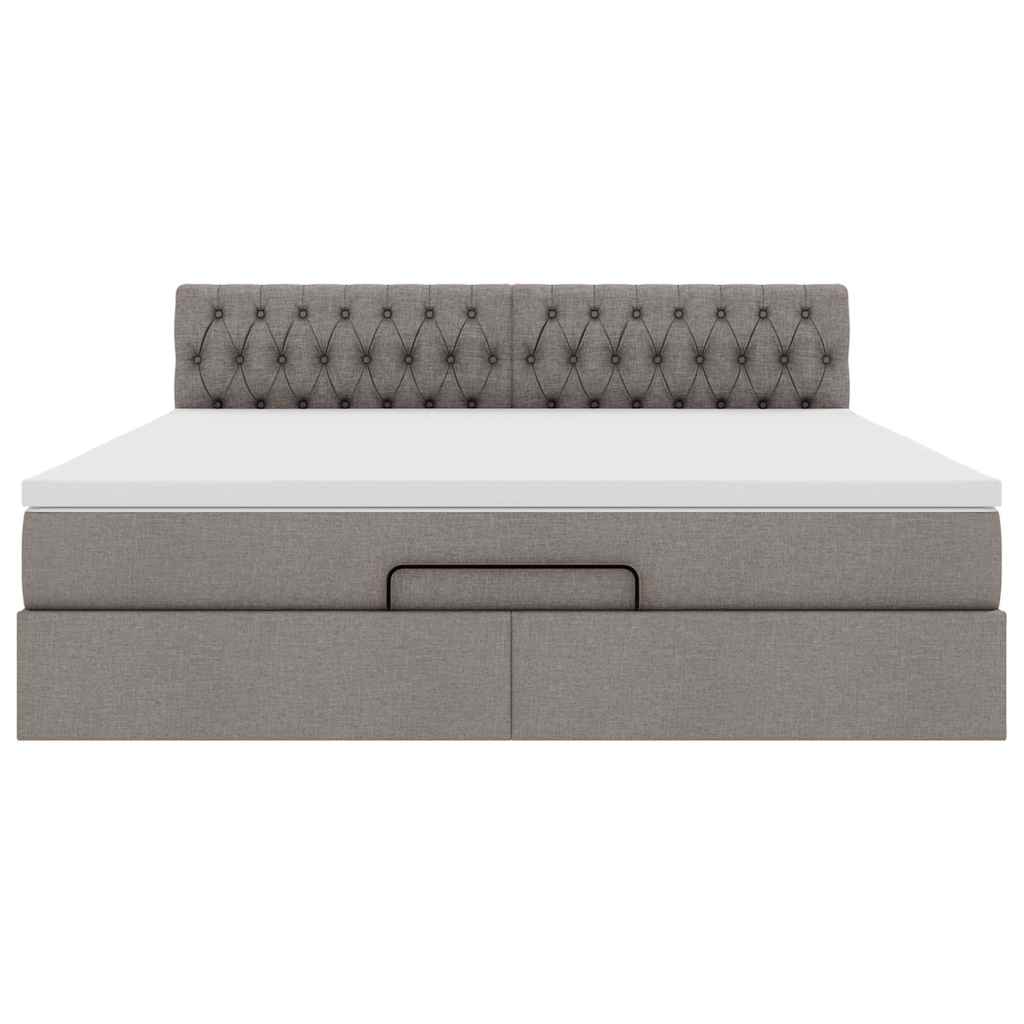 Ottomane Bett mit Matratze & LEDs Taupe 180x200 cm Stoff