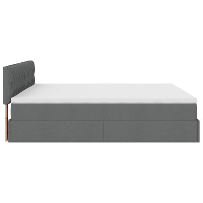 Ottoman-Bett mit Matratzen & LEDs Dunkelgrau 200x200 cm Stoff