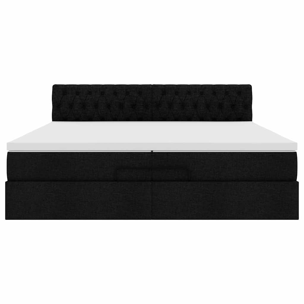 Ottoman-Bett mit Matratzen & LEDs Schwarz 200x200 cm Stoff