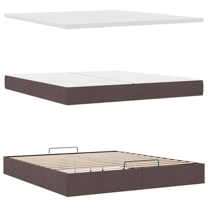 Ottoman-Bett mit Matratzen & LEDs Dunkelbraun 200x200 cm Stoff