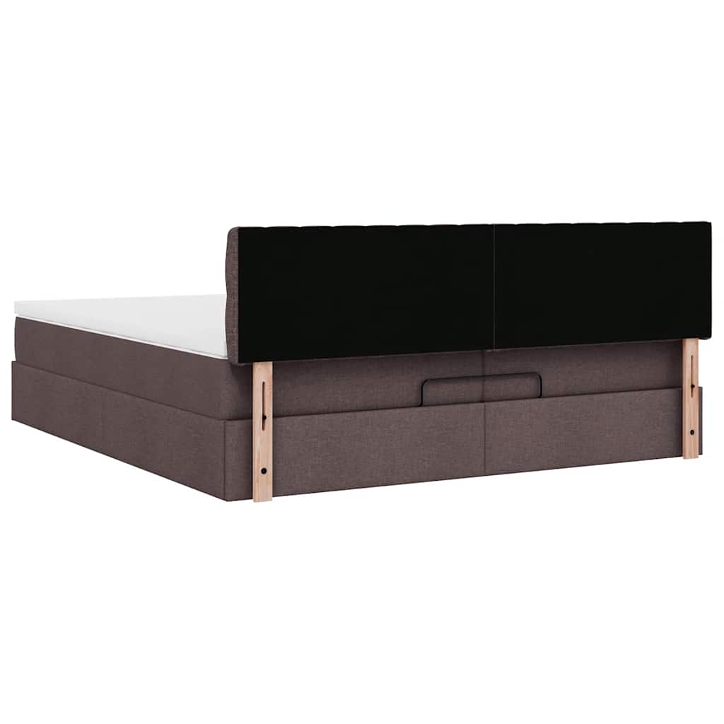 Ottoman-Bett mit Matratzen & LEDs Dunkelbraun 200x200 cm Stoff