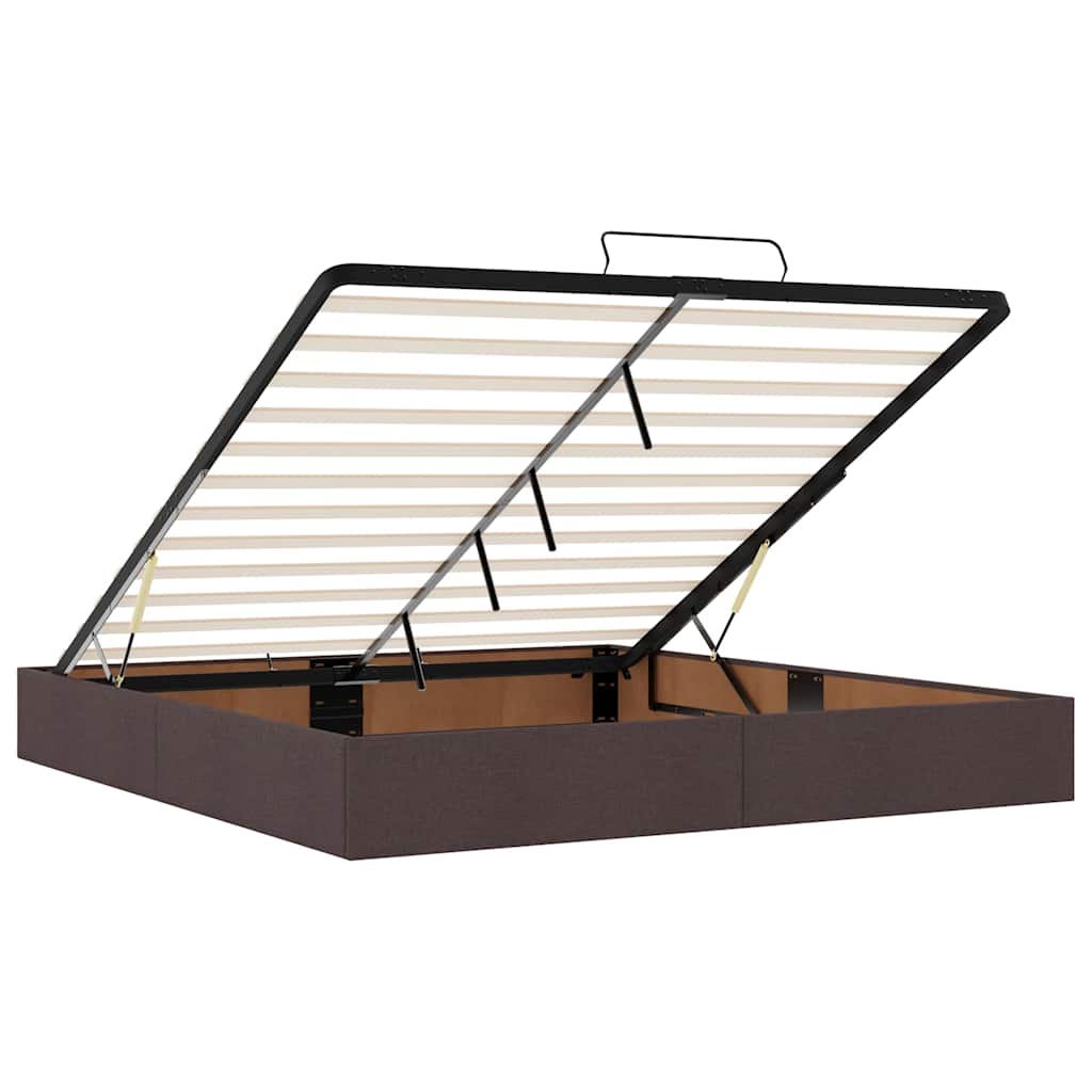 Ottoman-Bett mit Matratzen & LEDs Dunkelbraun 200x200 cm Stoff