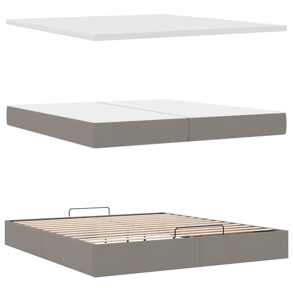 Ottoman-Bett mit Matratzen & LEDs Taupe 200x200 cm Stoff