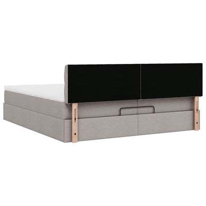 Ottoman-Bett mit Matratzen & LEDs Taupe 200x200 cm Stoff