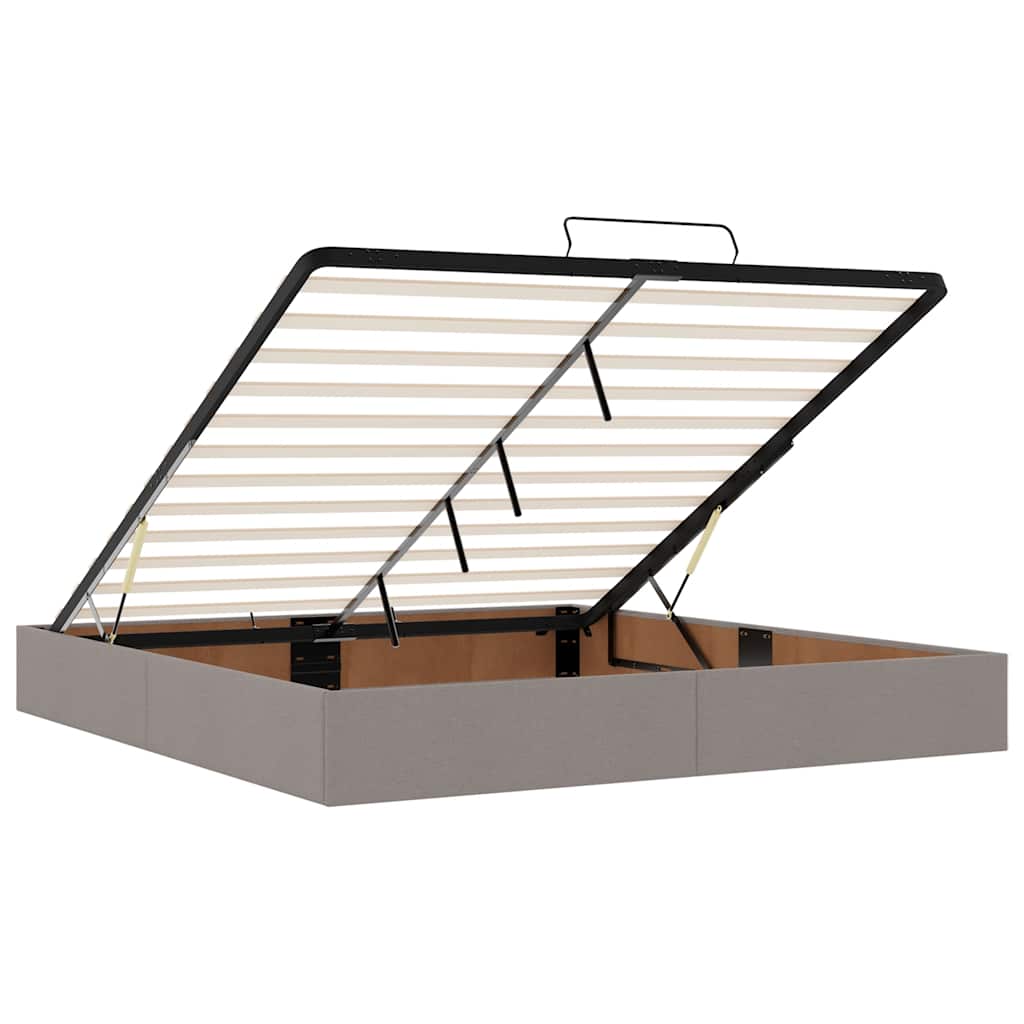Ottoman-Bett mit Matratzen & LEDs Taupe 200x200 cm Stoff