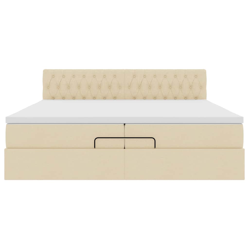 Ottoman-Bett mit Matratzen & LEDs Creme 200x200 cm Stoff