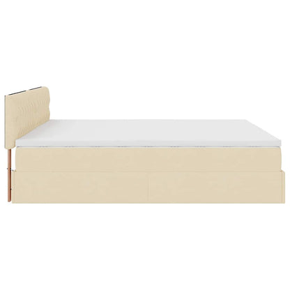 Ottoman-Bett mit Matratzen & LEDs Creme 200x200 cm Stoff