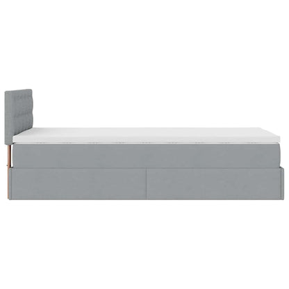 Ottomane Bett mit Matratze & LEDs Hellgrau 80x200 cm Stoff