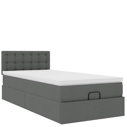 Ottomane Bett mit Matratze & LEDs Dunkelgrau 80x200 cm Stoff