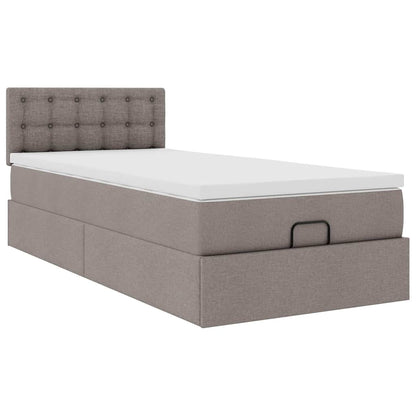 Ottoman-Bett mit Matratze & LEDs Taupe 80x200 cm Stoff