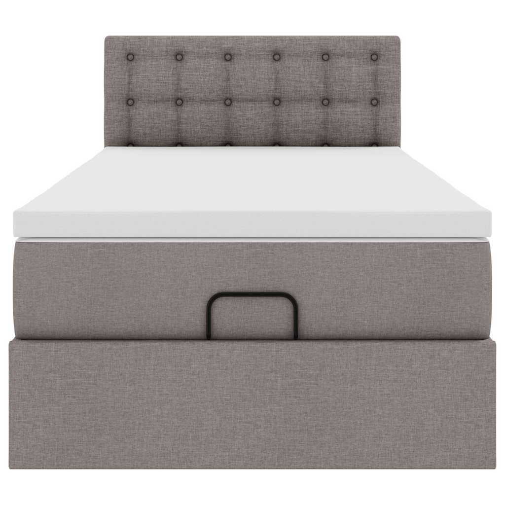 Ottoman-Bett mit Matratze & LEDs Taupe 80x200 cm Stoff