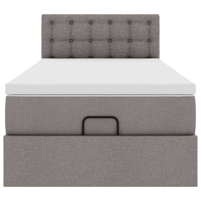 Ottoman-Bett mit Matratze & LEDs Taupe 80x200 cm Stoff