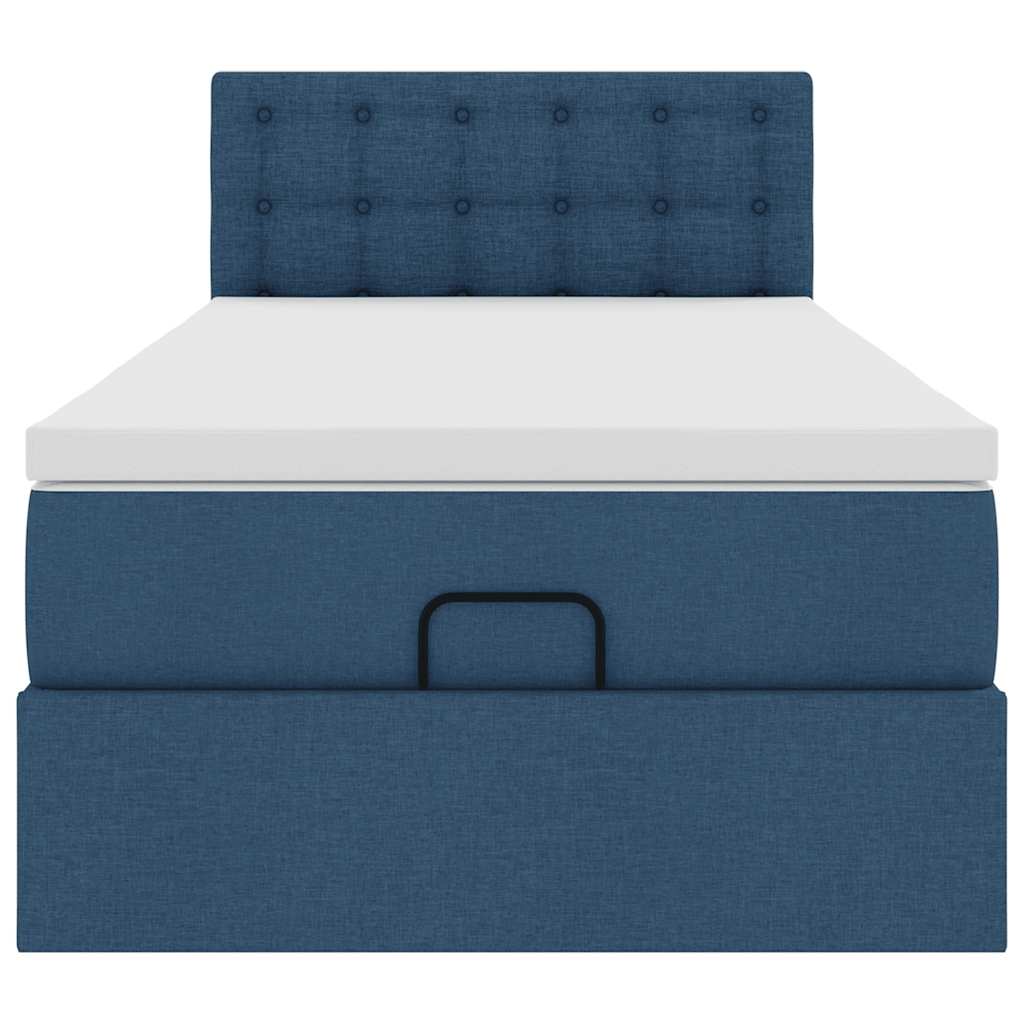 Ottoman-Bett mit Matratze & LEDs Blau 80x200 cm Stoff