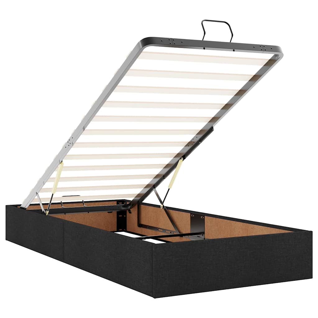 Ottoman-Bett mit Matratze & LEDs Schwarz 90x190 cm Stoff