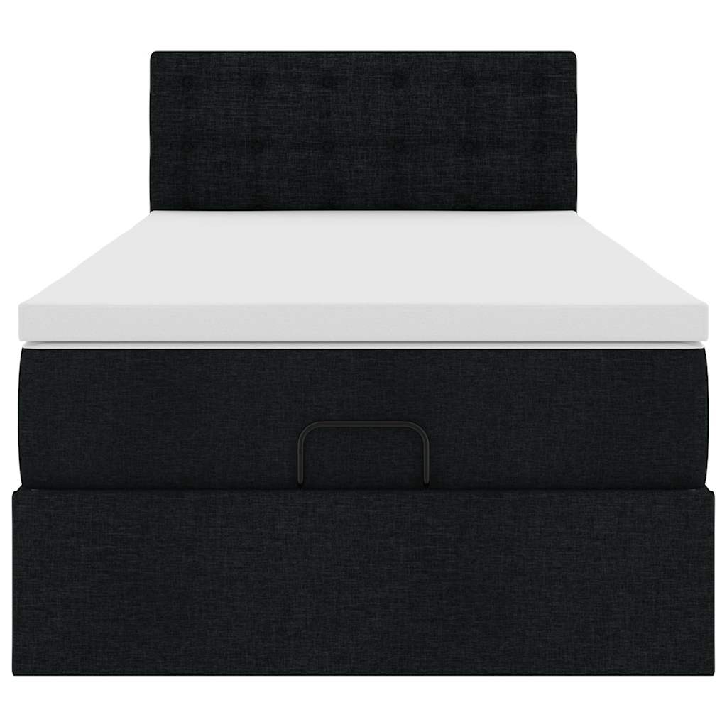 Ottoman-Bett mit Matratze & LEDs Schwarz 90x190 cm Stoff