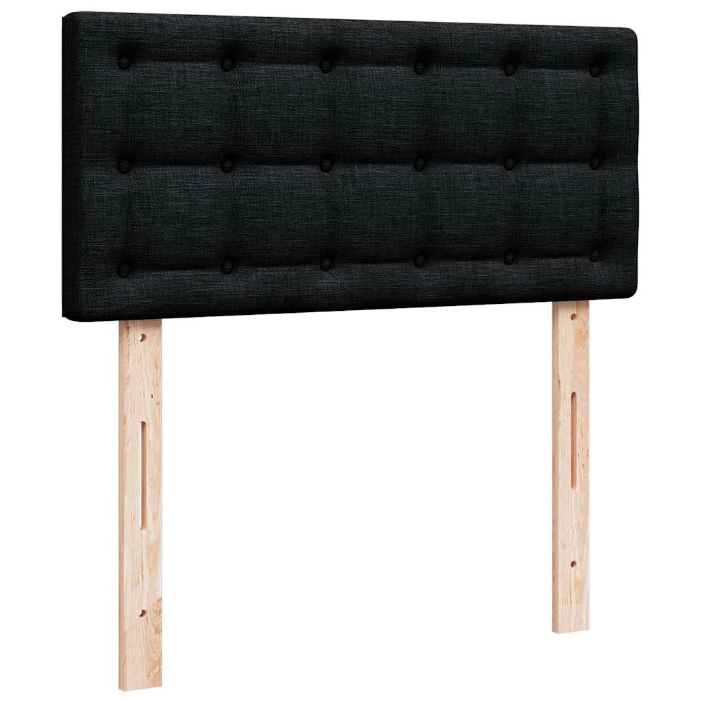 Ottoman-Bett mit Matratze & LEDs Schwarz 90x190 cm Stoff