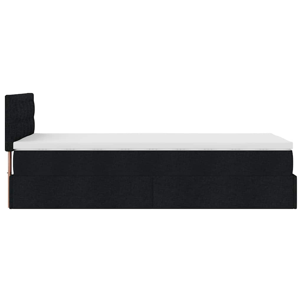 Ottoman-Bett mit Matratze & LEDs Schwarz 90x190 cm Stoff