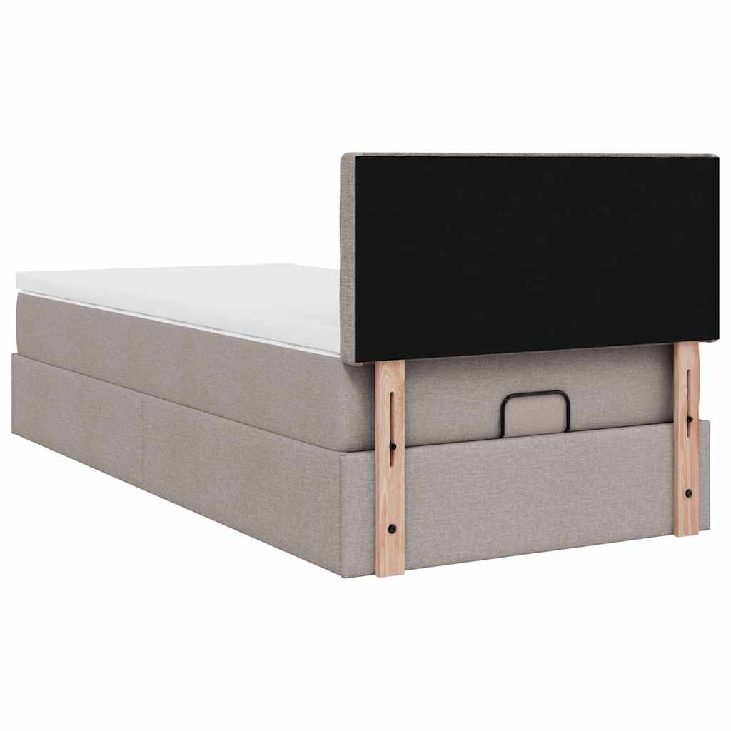 Ottoman-Bett mit Matratze & LEDs Taupe 90x190 cm Stoff
