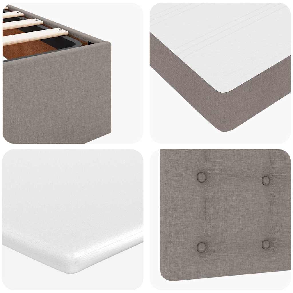 Ottoman-Bett mit Matratze & LEDs Taupe 90x190 cm Stoff