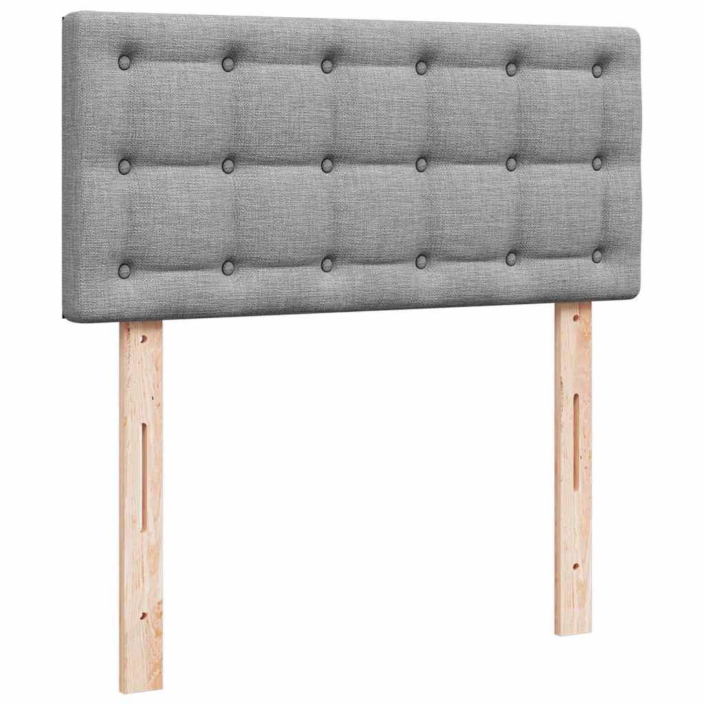 Ottomane Bett mit Matratze & LEDs Hellgrau 90x200 cm Stoff