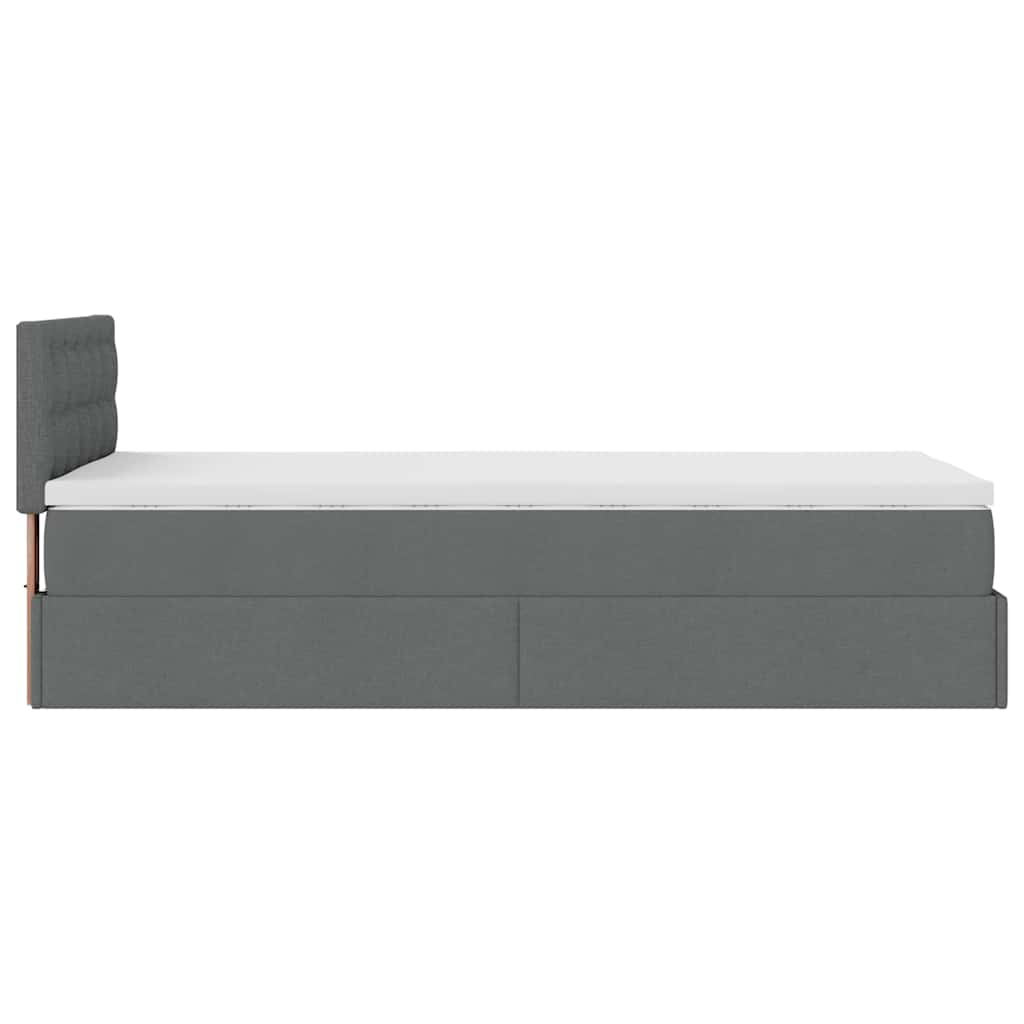 Ottomane Bett mit Matratze & LEDs Dunkelgrau 90x200 cm Stoff