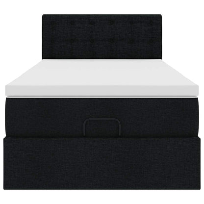 Ottoman-Bett mit Matratze & LEDs Schwarz 90x200 cm Stoff
