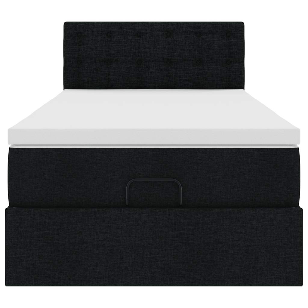 Ottoman-Bett mit Matratze & LEDs Schwarz 90x200 cm Stoff