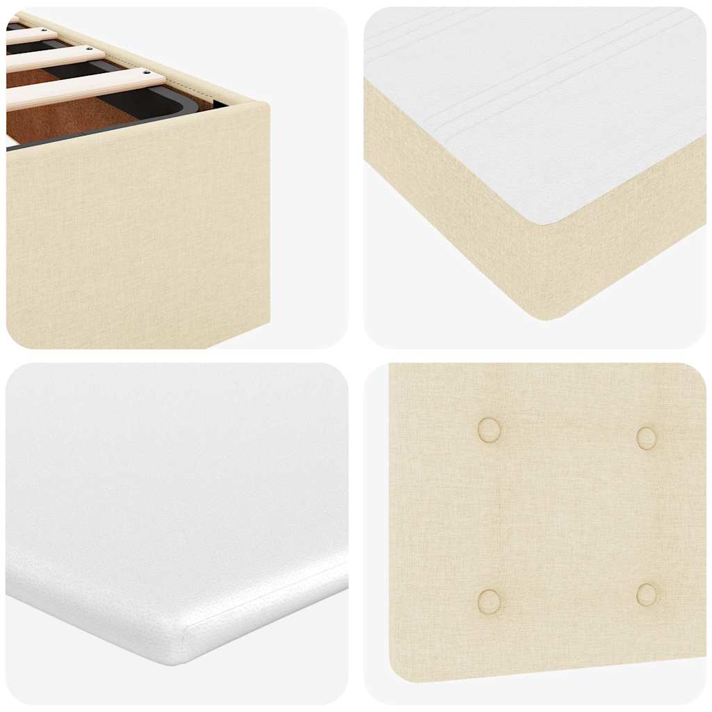 Ottomane Bett mit Matratze & LEDs Creme 90x200 cm Stoff