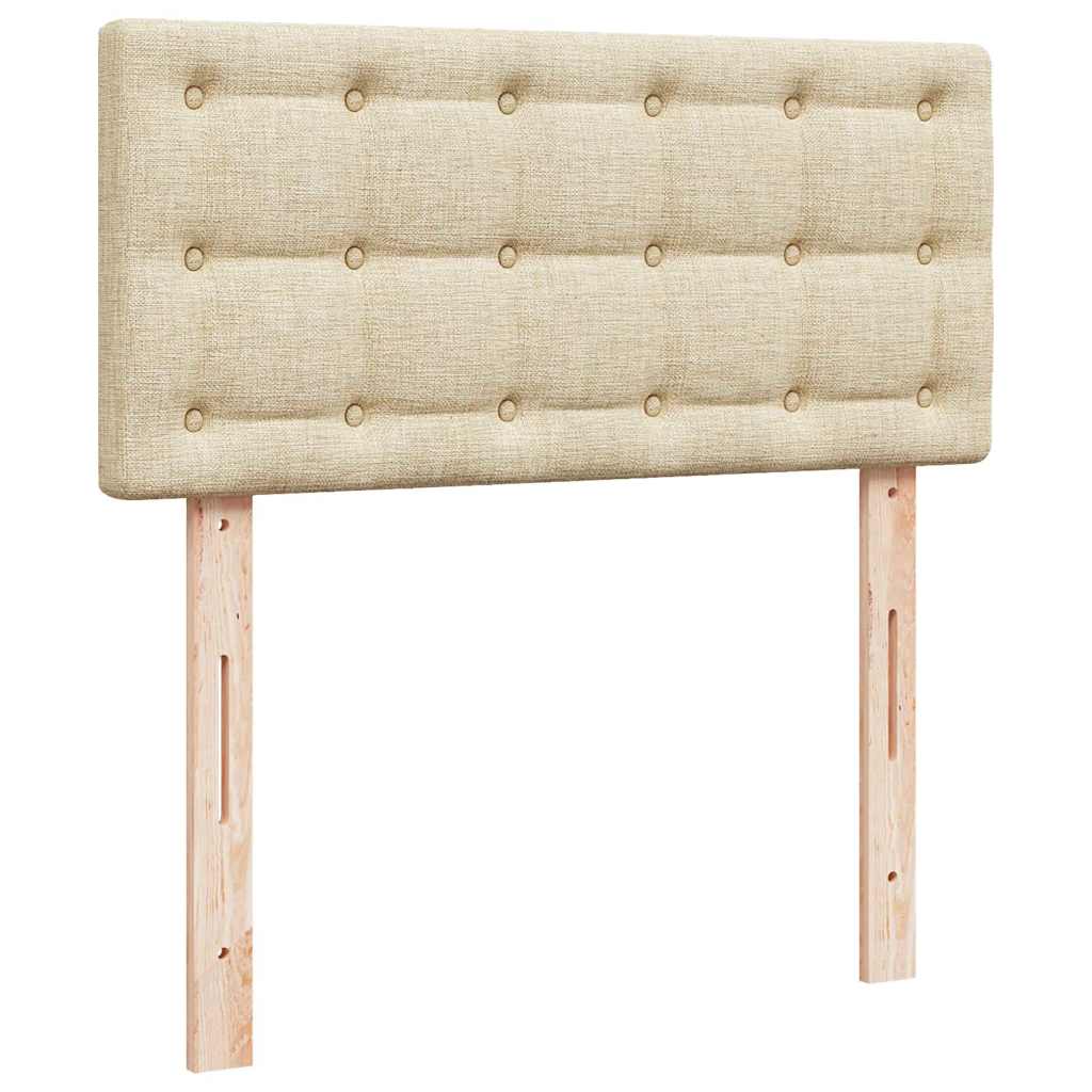 Ottomane Bett mit Matratze & LEDs Creme 90x200 cm Stoff