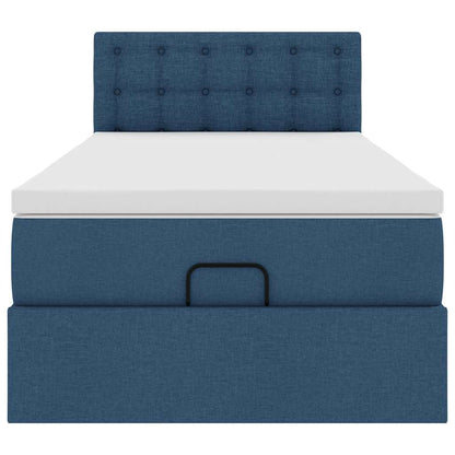 Ottomane Bett mit Matratze & LEDs Blau 90x200 cm Stoff