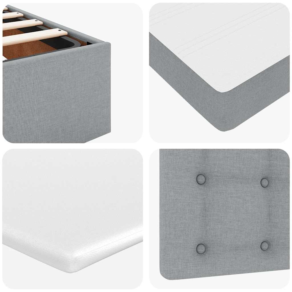 Ottoman-Bett mit Matratze & LEDs Hellgrau 100x200 cm Stoff