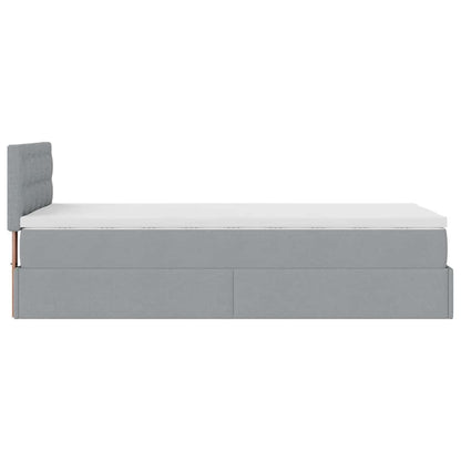 Ottoman-Bett mit Matratze & LEDs Hellgrau 100x200 cm Stoff