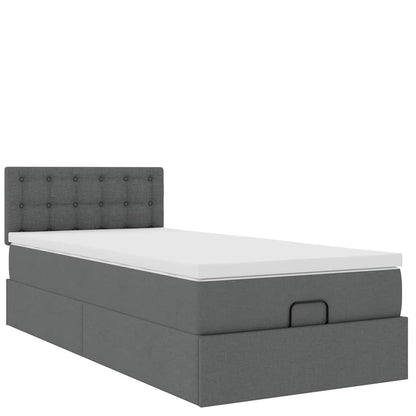 Ottoman-Bett mit Matratze & LEDs Dunkelgrau 100x200 cm Stoff