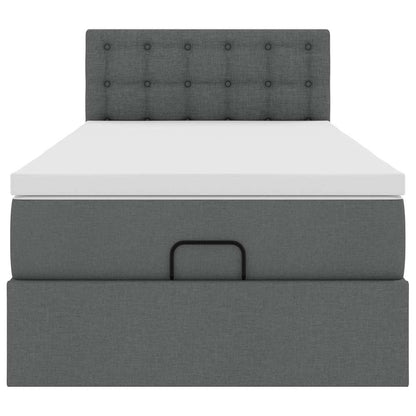 Ottoman-Bett mit Matratze & LEDs Dunkelgrau 100x200 cm Stoff