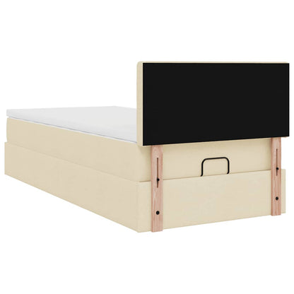 Ottoman-Bett mit Matratze & LEDs Creme 100x200 cm Stoff