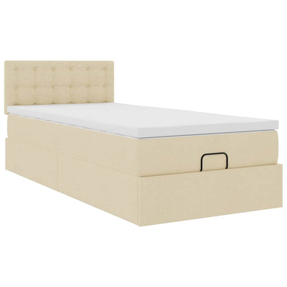 Ottoman-Bett mit Matratze & LEDs Creme 100x200 cm Stoff