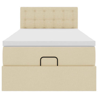 Ottoman-Bett mit Matratze & LEDs Creme 100x200 cm Stoff