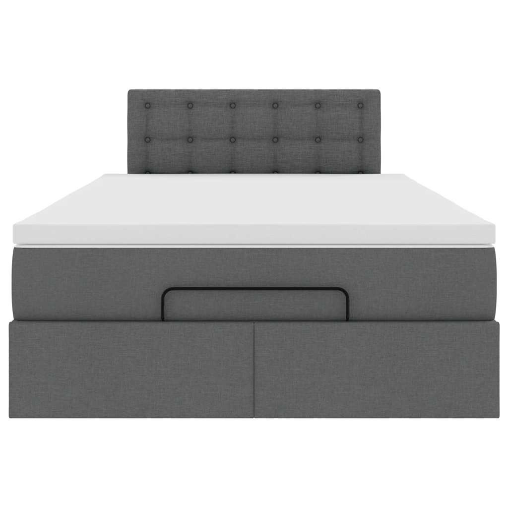 Ottomane Bett mit Matratze & LEDs Dunkelgrau 120x190 cm Stoff