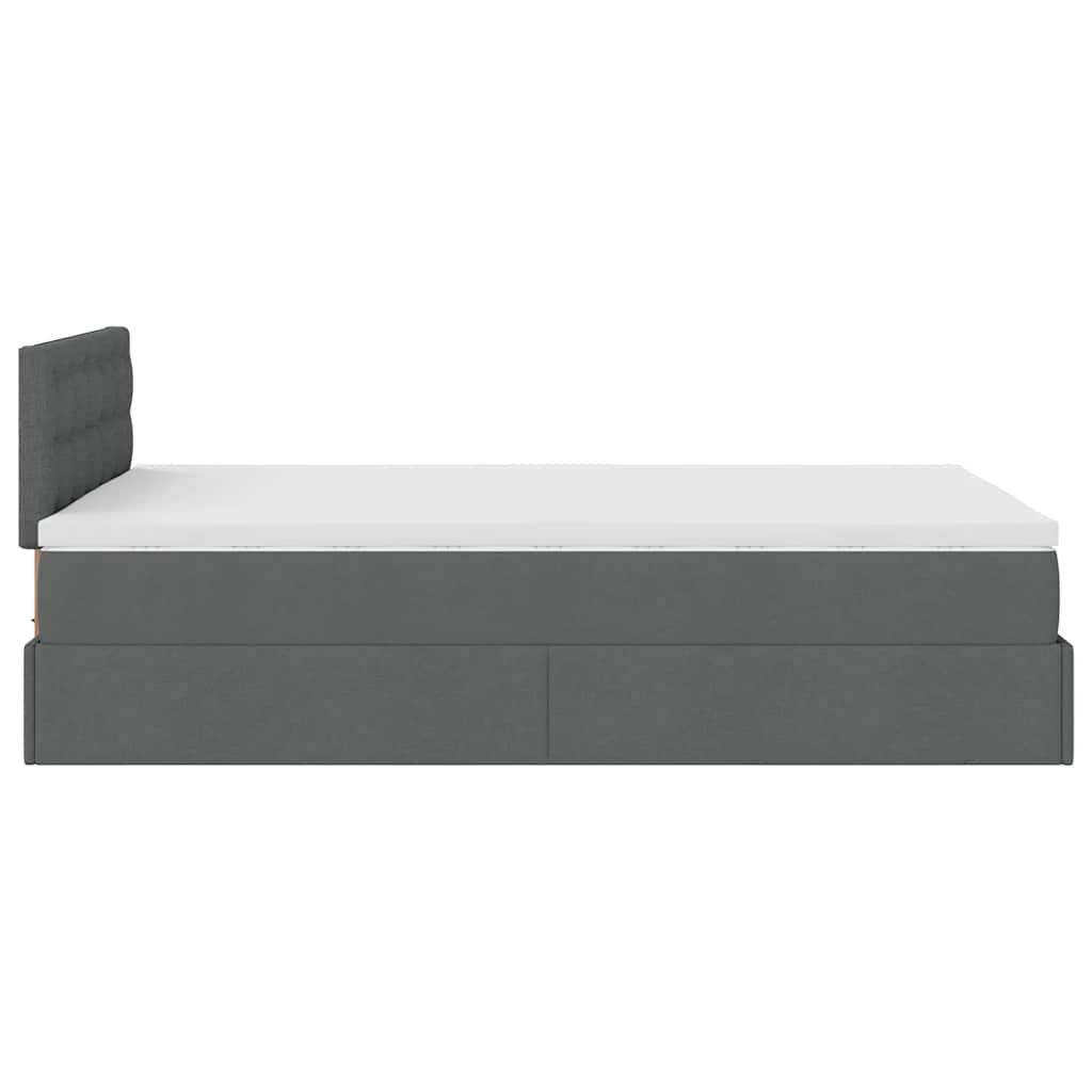 Ottomane Bett mit Matratze & LEDs Dunkelgrau 120x190 cm Stoff