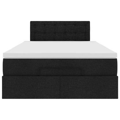 Ottomane Bett mit Matratze & LEDs Schwarz 120x190 cm Stoff